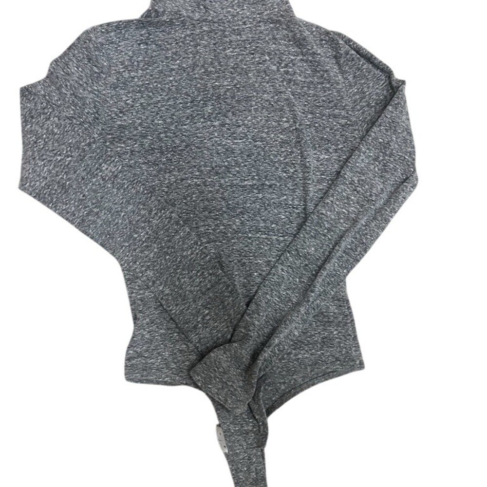 Madewell Top Womens Size S Gray Heathered Mock Neck Long Sleeve Bodysuit